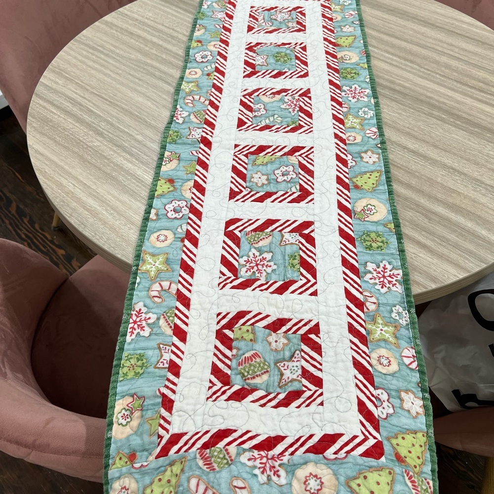Handmade quilted runner- winter/holiday design